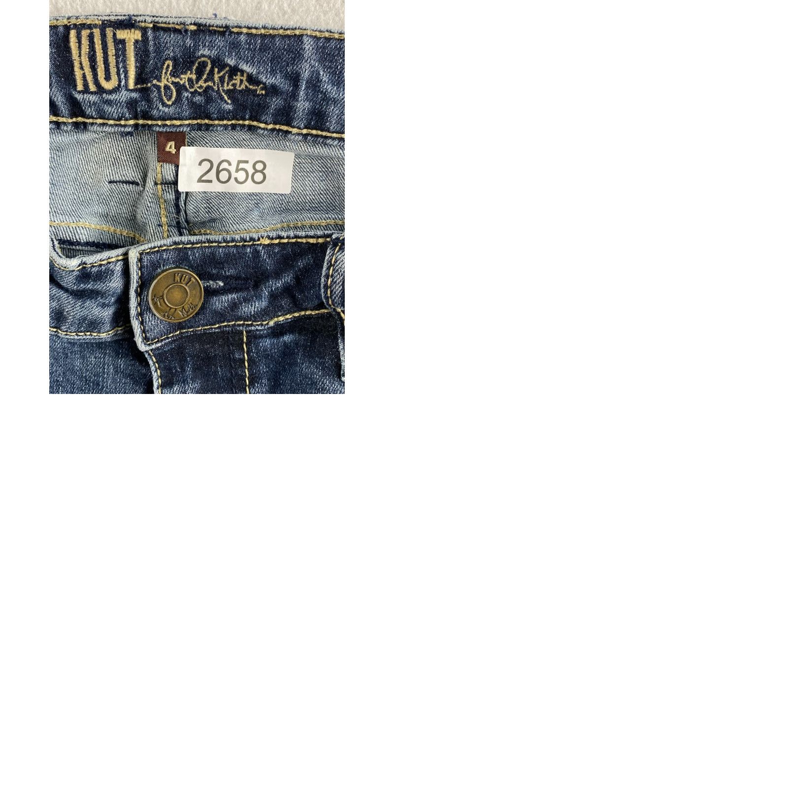 Vintage Kut from the Kloth Jeans Womens 4 Blue Mid Rise Distressed Denim Pockets Dark Size 27" / US 4 / IT 40 - 12 Thumbnail