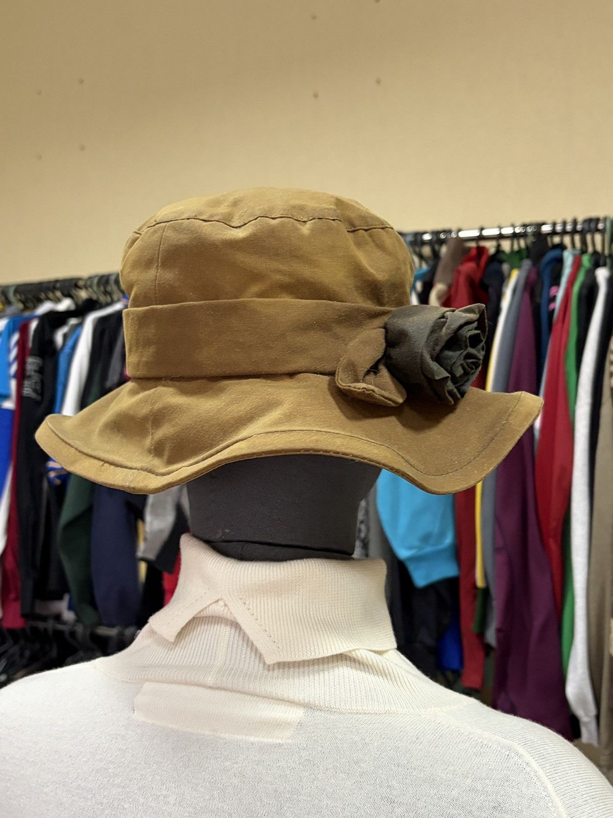 Barbour Barbour Country Waxed Cotton Bucket Hat Rose Detail Brown M Size ONE SIZE - 2 Thumbnail