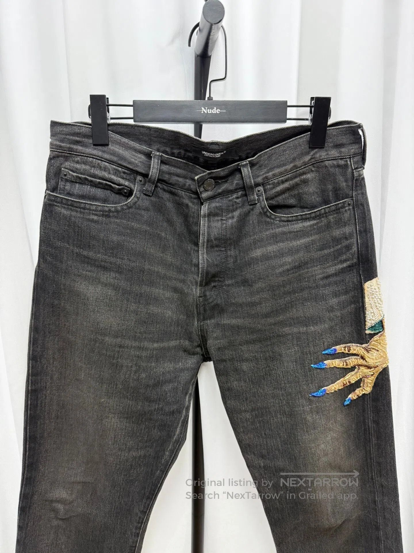Comme des Garcons Homme Plus UNDERCOVER Beaded Black Denim Pants. Size US 28 / EU 44 - 2 Thumbnail