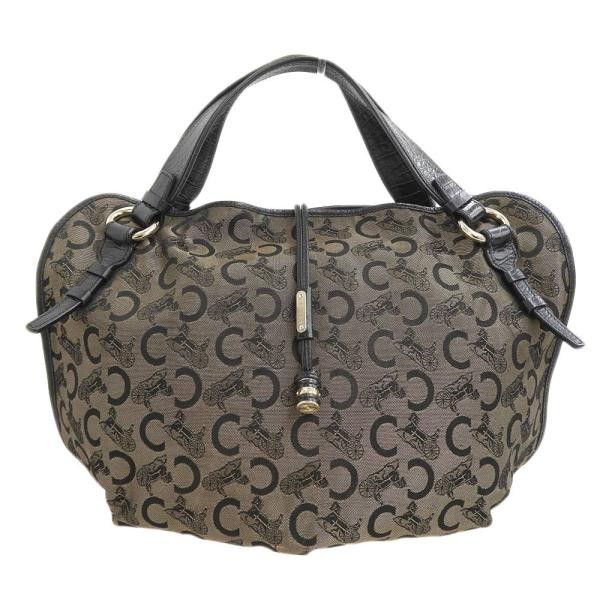 image of Celine C Macadam Canvas Tote Bag in Black, Women's