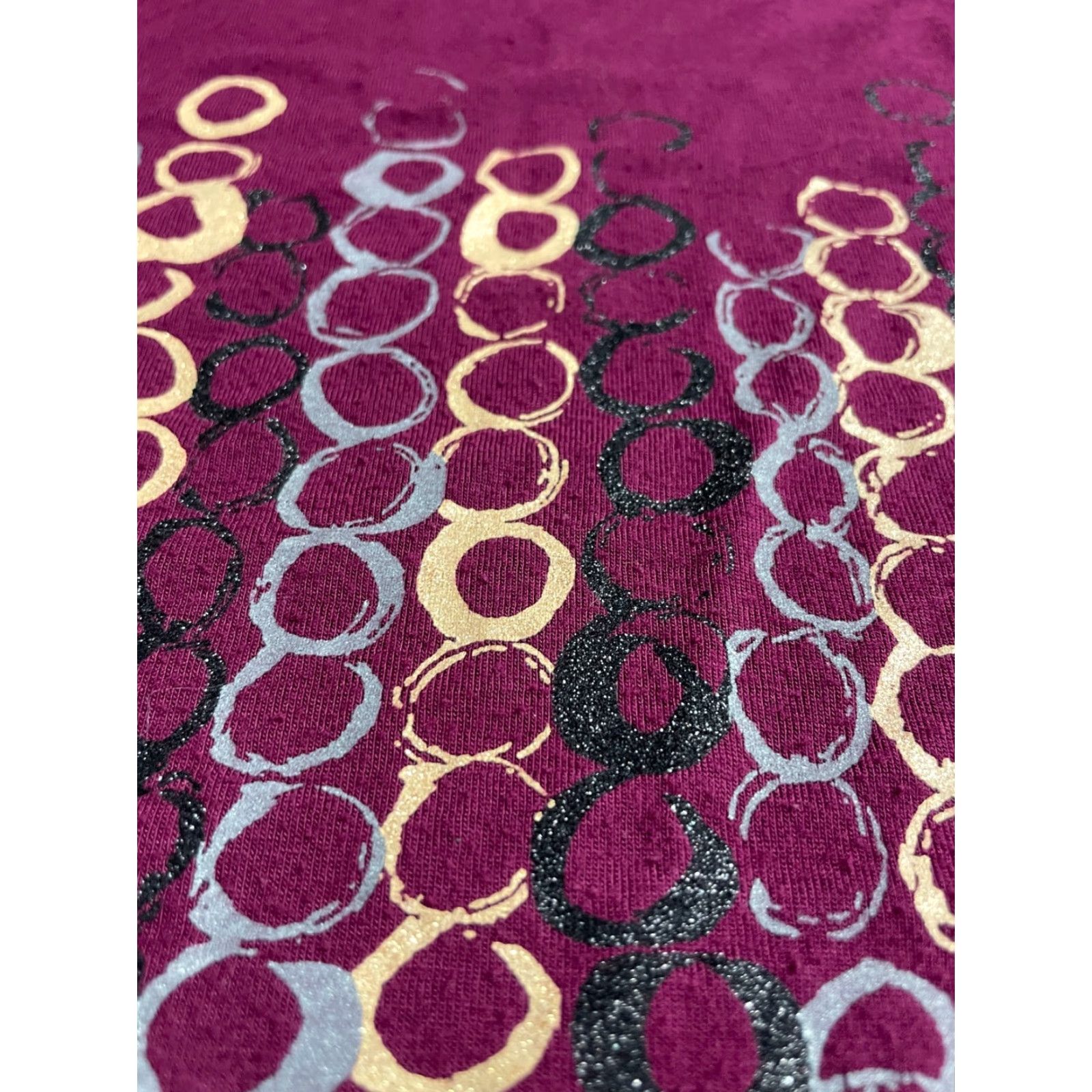 Apt. 9 APT.9 T-Shirt Women's Size S Burgundy Short Sleeve Round Neck Sparkled Geometric Size S / US 4 / IT 40 - 6 Thumbnail