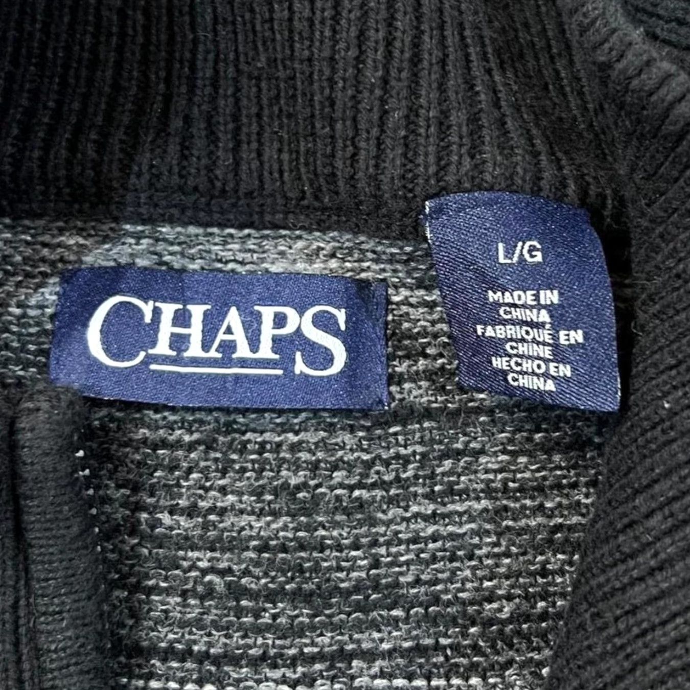 Chaps Chaps Jumper Pullover 1/4 Zip Striped Cotton Knit Black Grey Large Mens Regular Size US L / EU 52-54 / 3 - 3 Thumbnail