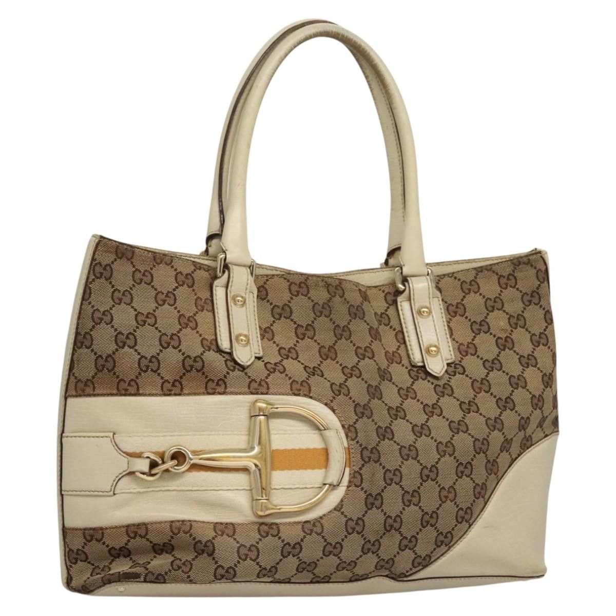 Gucci GG Canvas Tote Bag Beige Gold 137335 Auth Bs24094 in Beige/Gold, Women's