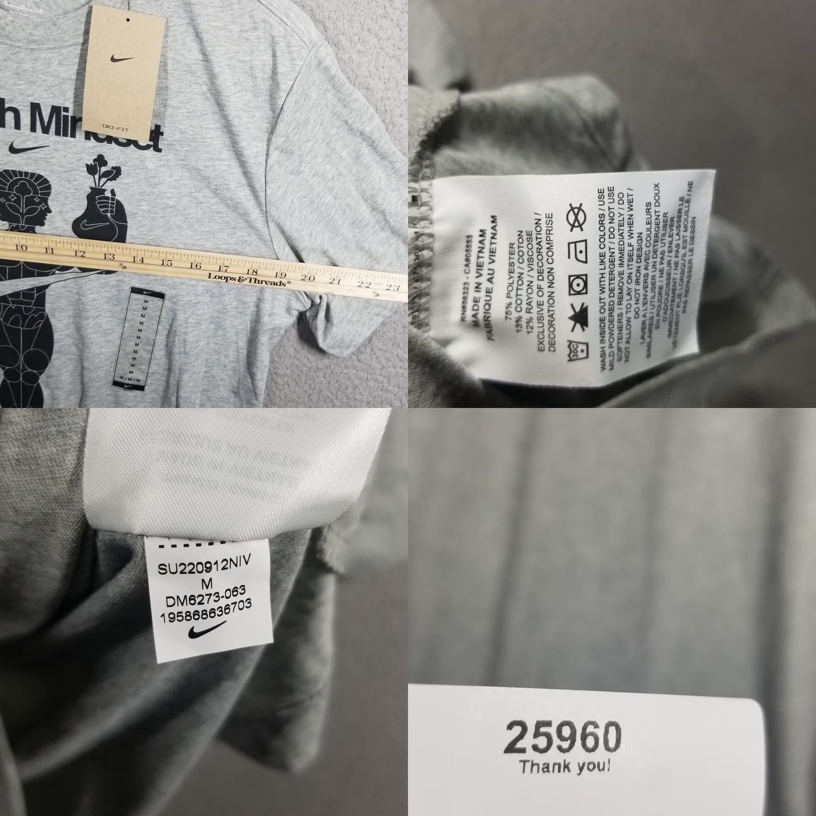 Nike Nike Dri-FIT Graphic Training T-Shirt Growth Mindset Grey Mens M Size US M / EU 48-50 / 2 - 8 Thumbnail