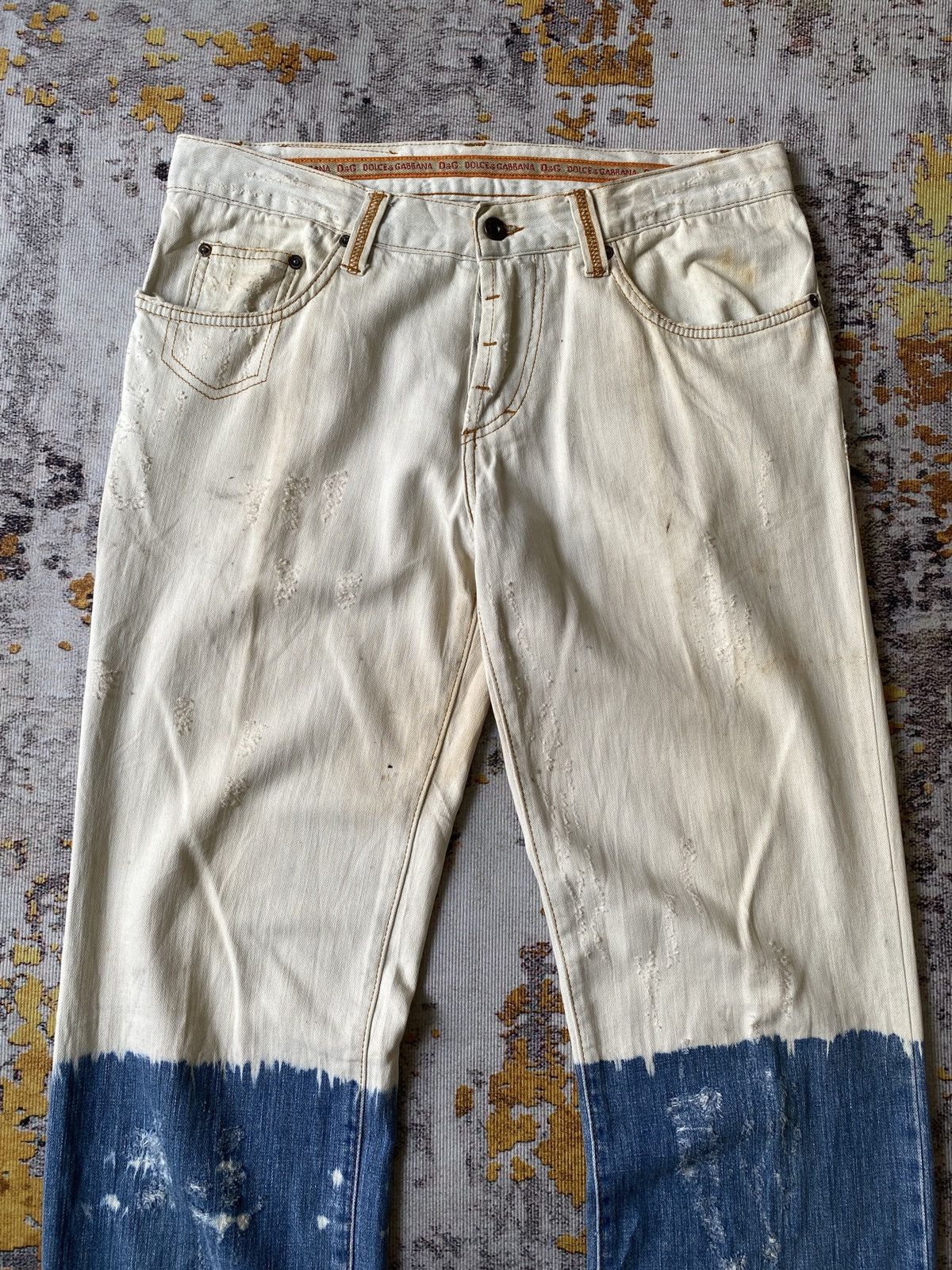 Dolce & Gabbana Dolce & Gabbana Rusty Distressed Bleached Denim Size US 33 - 3 Thumbnail