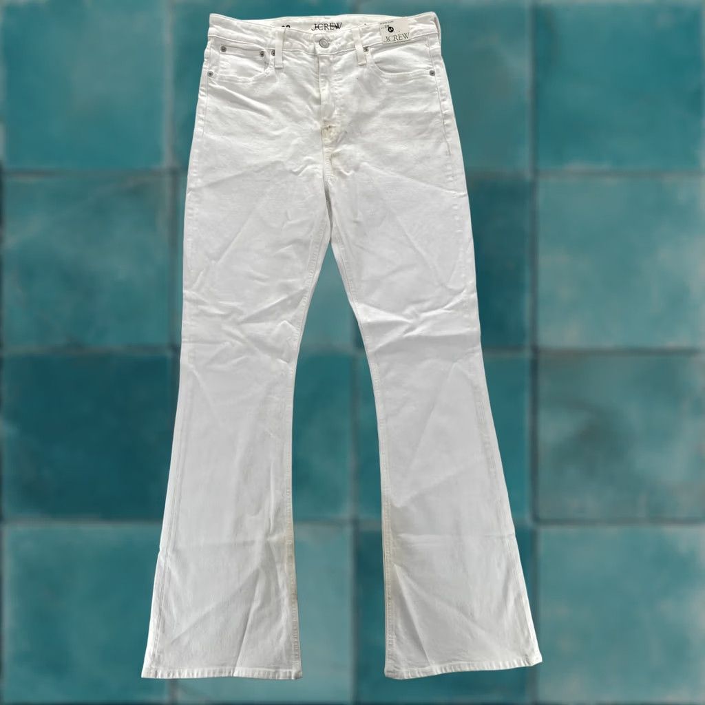 J.Crew J.CREW Jeans Women's 28 White Stretch Denim Mid Rise Boho Y2K READ Wide Flare Skinny Flare (5-Pocket) INSEAM 32 Size 28" / US 6 / IT 42 - 1 Thumbnail