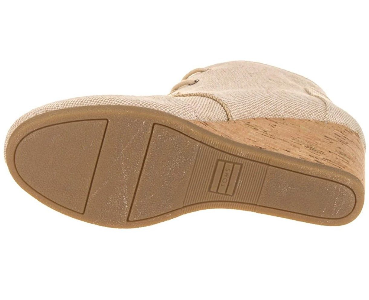 Toms TOMS Wedge Closed Toe Beige Canvas Booties Size Women's 7 Size US 7 / IT 37 - 8 Thumbnail