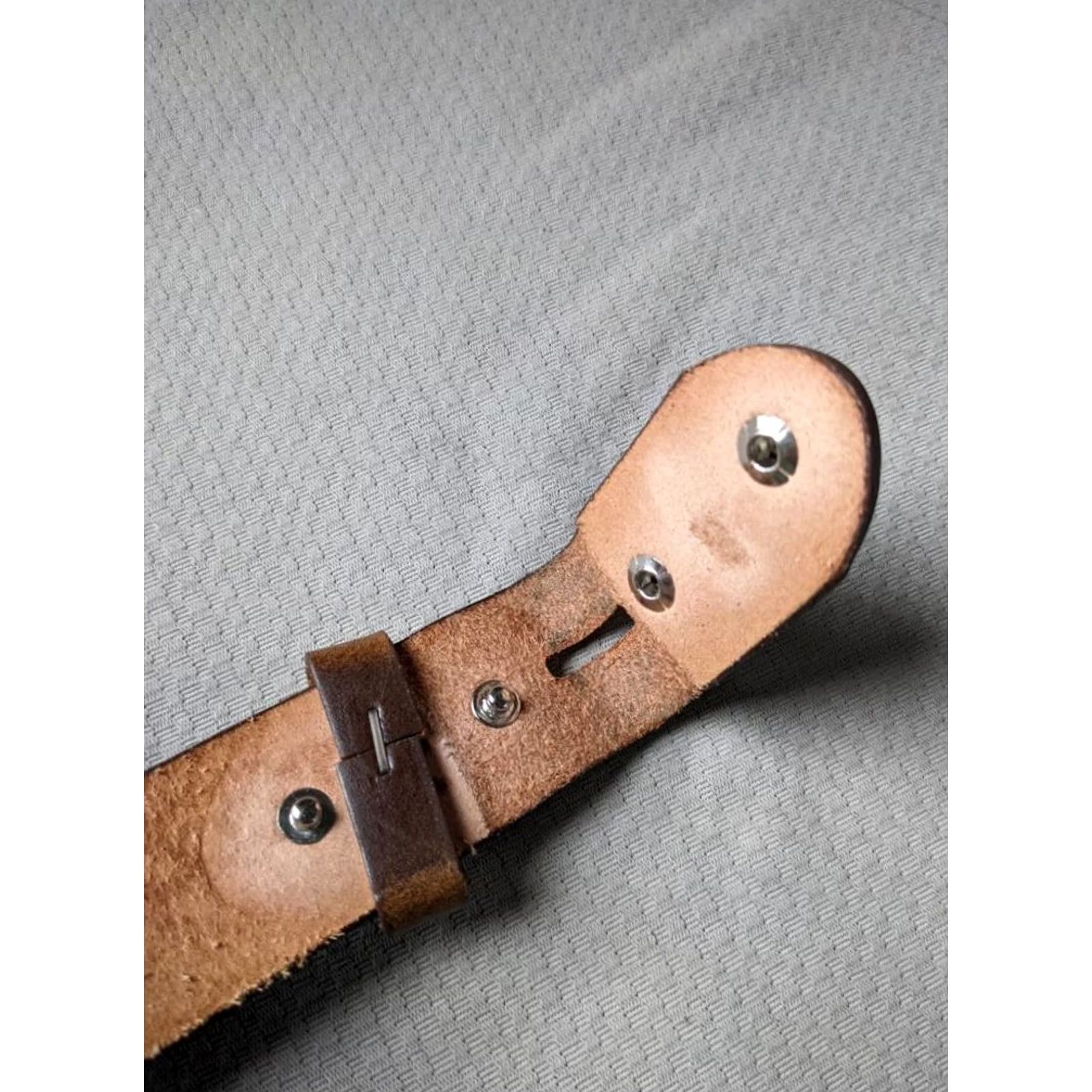Vintage VINTAGE Brushy Creek Western Belt 28 Brown Leather Tooled Eagle Buckle Men Size 28 - 6 Thumbnail