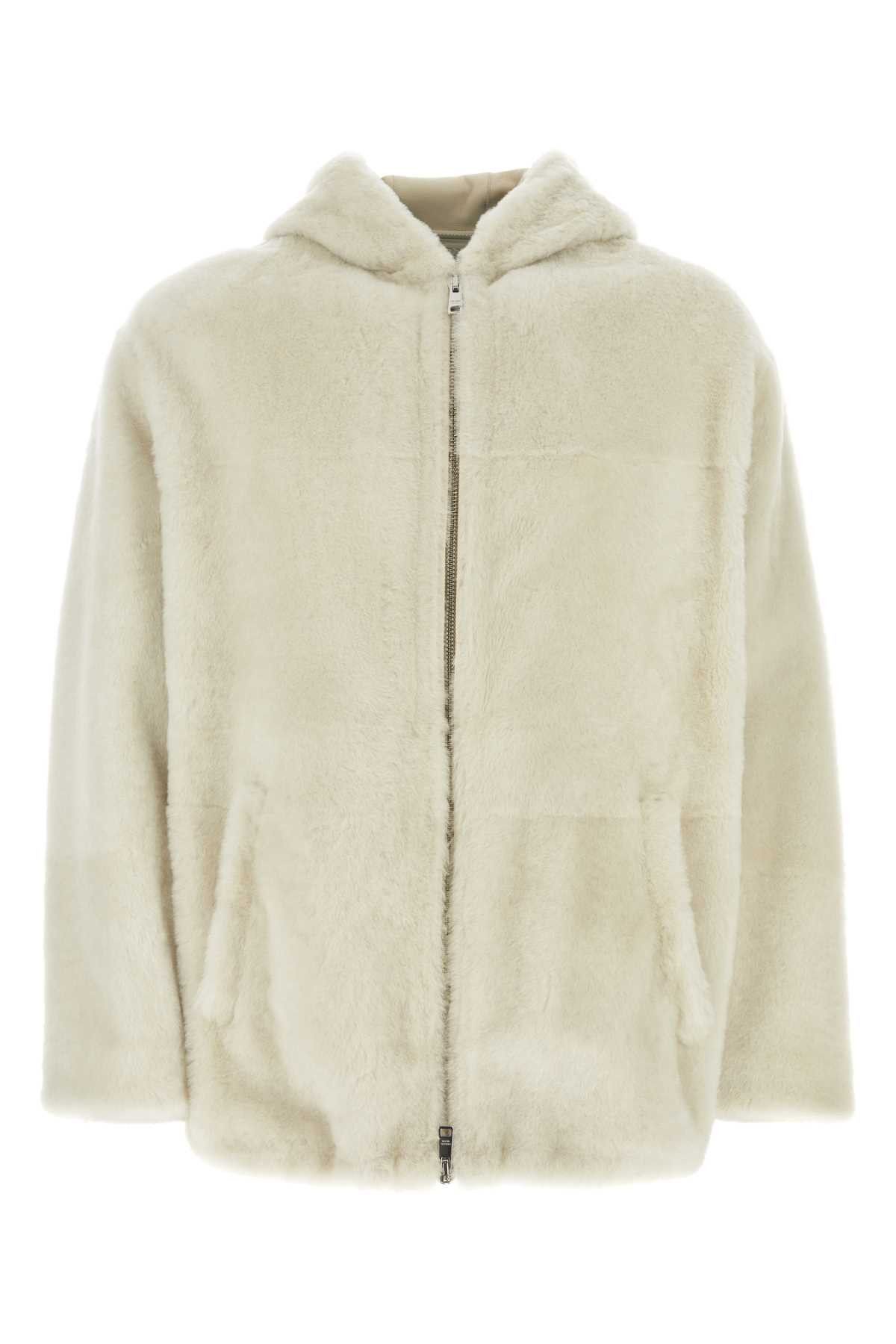 image of Prada Ivory Shearling Jacket in White, Men's (Size Medium)