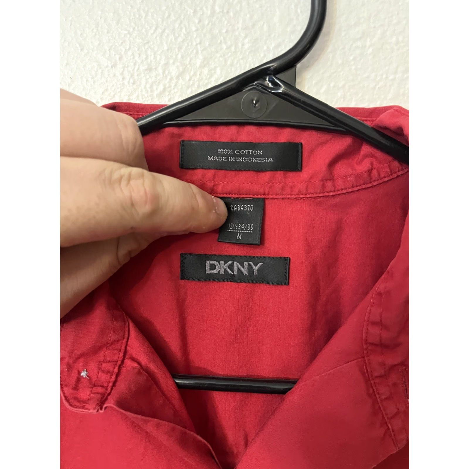 DKNY DKNY Cotton Shirt Mens Long Sleeve Button Shirt Size Medium Red Size US M / EU 48-50 / 2 - 3 Thumbnail