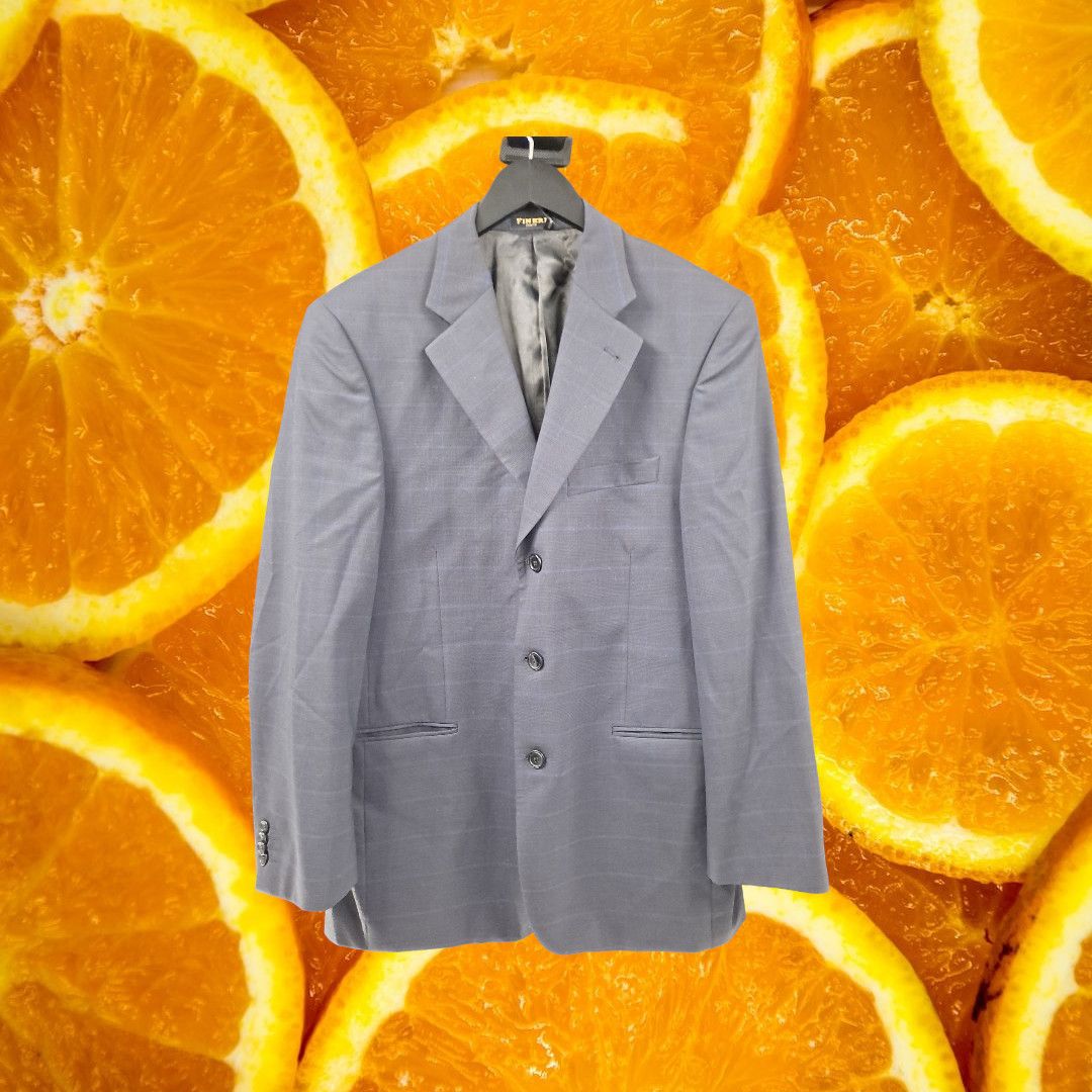 Other Fineri Italian Super 120s Suit Jacket Dark Blue Plaid Size 40R - 2 Thumbnail