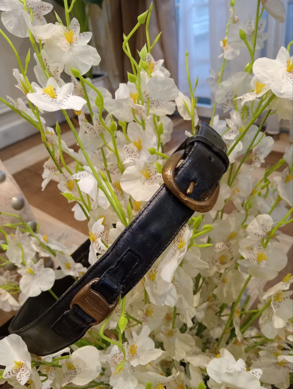 Salvatore Ferragamo VINTAGE SALVATORE FERRAGAMO LEATHER BELT - BLACK Size ONE SIZE - 1 Thumbnail