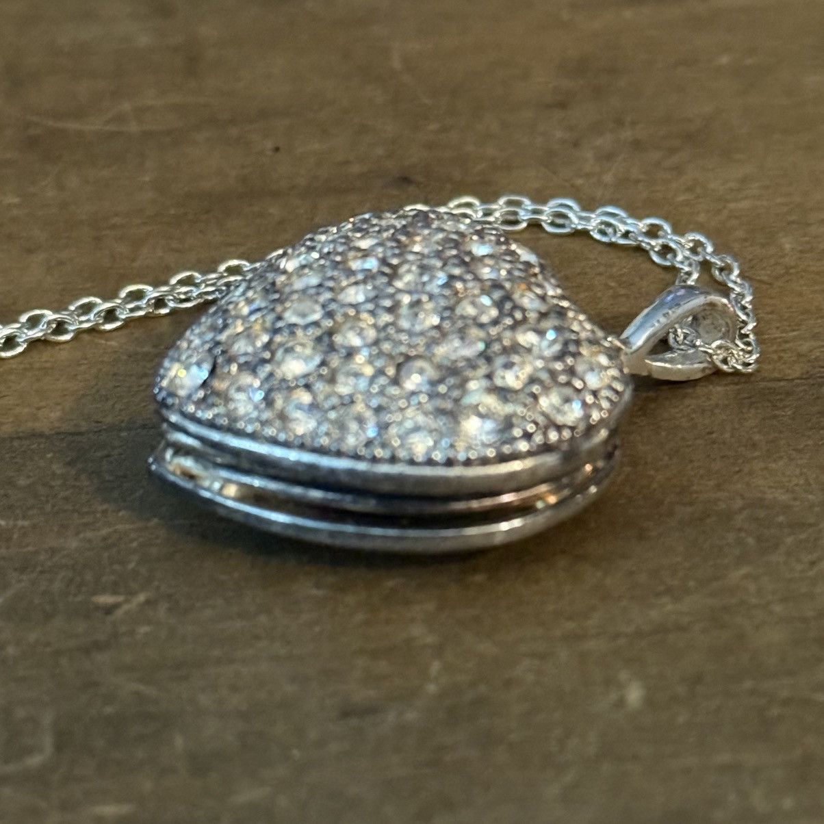 Other Sterling silver pave heart locket pendant necklace Size ONE SIZE - 5 Thumbnail