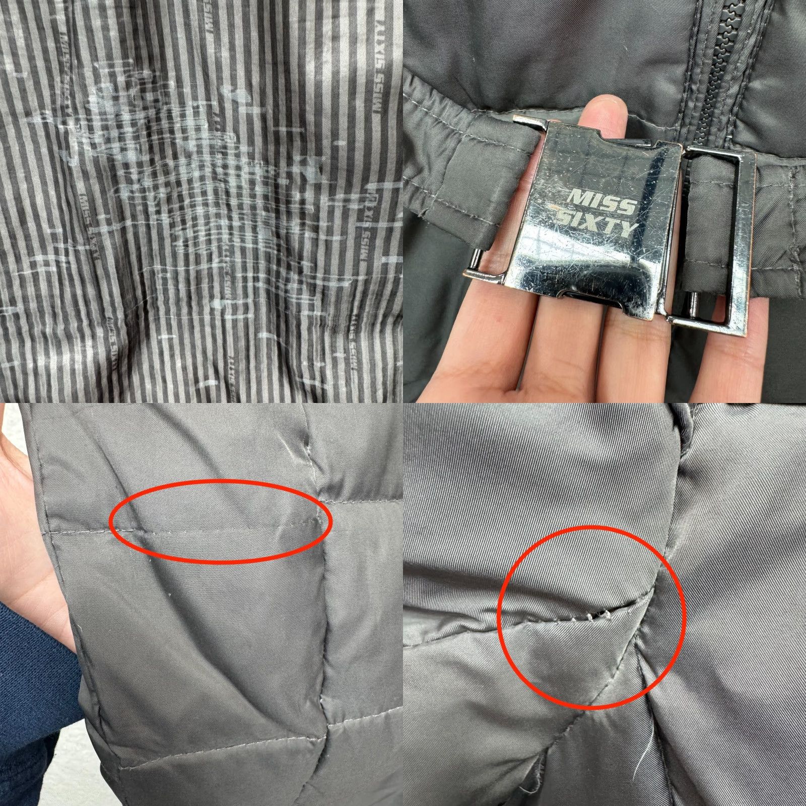 Miss Sixty VINTAGE Miss Sixty Parka Puffer Trench Jacket Womens Gray Green Down M Medium Waterfowl Long Sleeve Zip Pattern: Solid Size M / US 6-8 / IT 42-44 - 8 Thumbnail