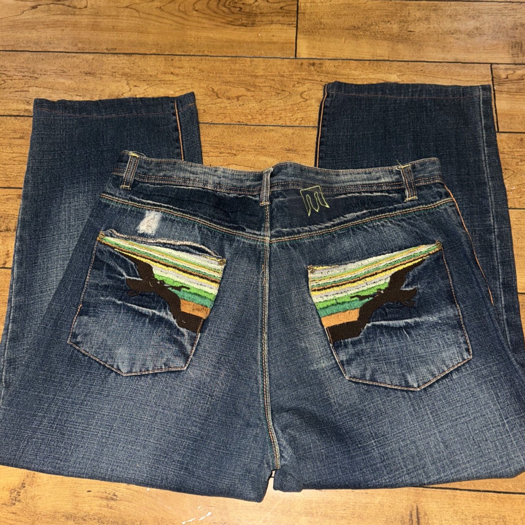 Denime VINTAGE Massive Jeans Men 38 30 Blue Denim Embroidered Straight Size US 38 / EU 54 - 8 Thumbnail