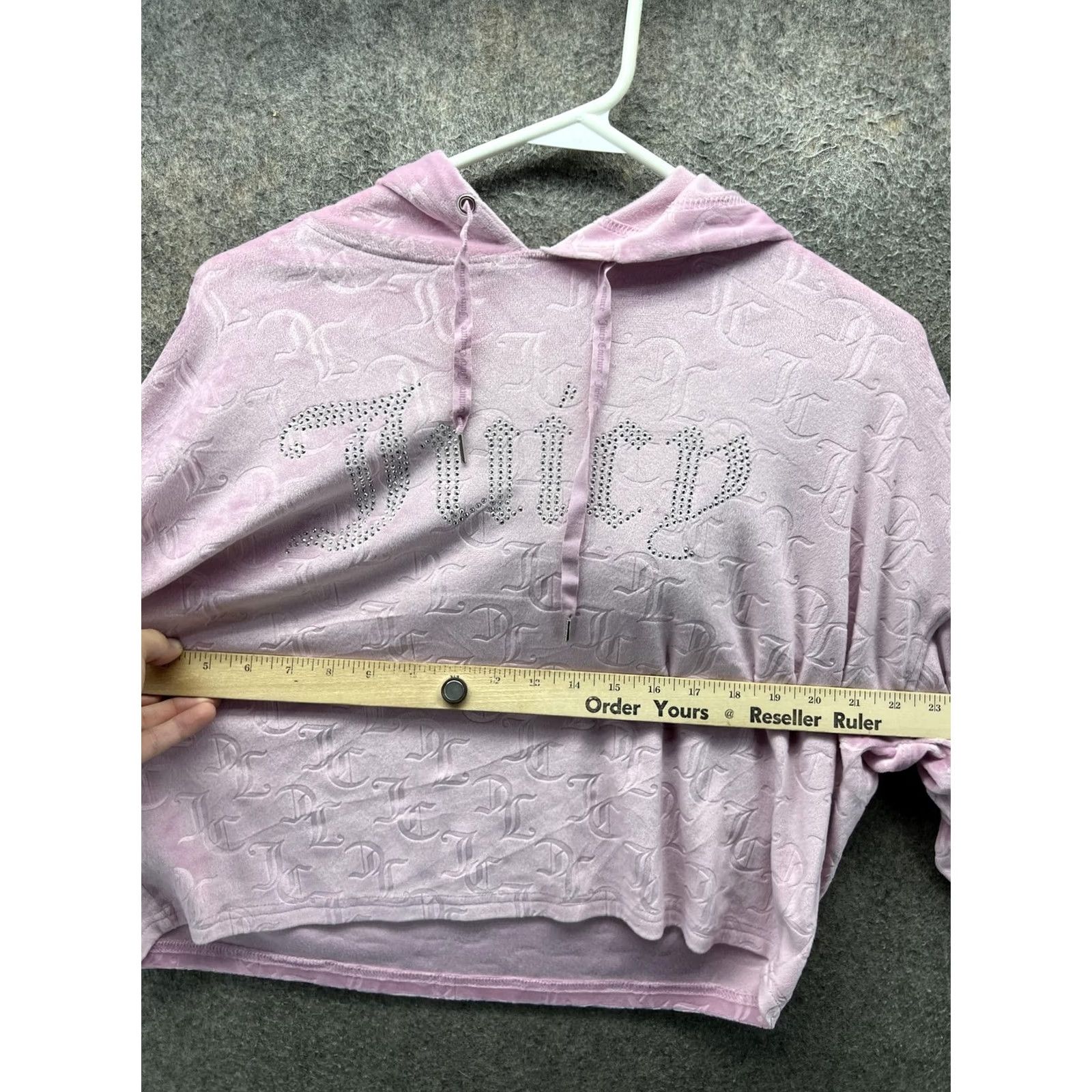 Juicy Couture VINTAGE Juicy Couture Pajama Top Womens Small Pink Velour Rhinestone Hoodie Long Sleeve Size S / US 4 / IT 40 - 2 Thumbnail