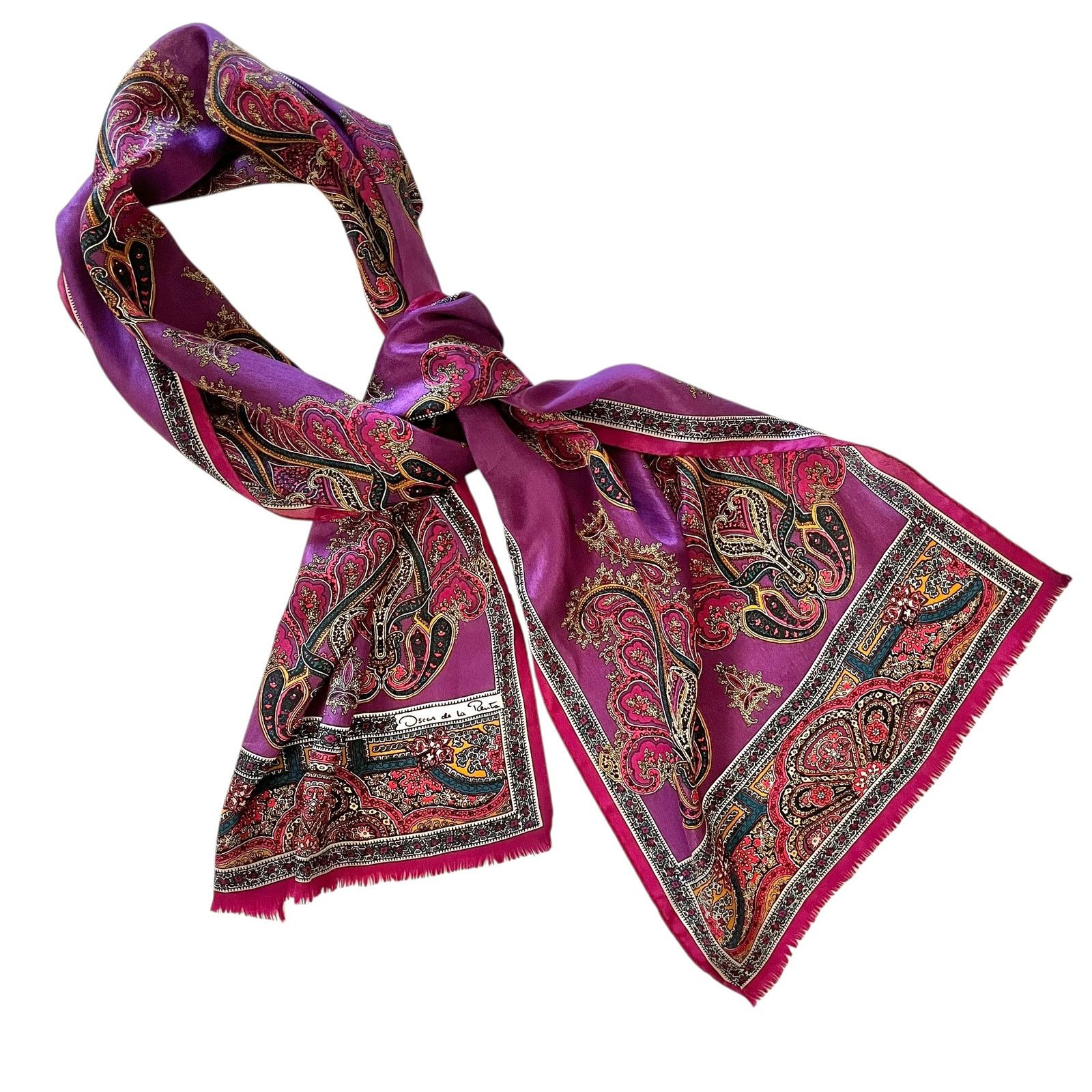 Oscar De La Renta × Vintage Vintage Oscar de la Renta Paisley Jewel-Tone Silk Scarf Size ONE SIZE - 6 Thumbnail