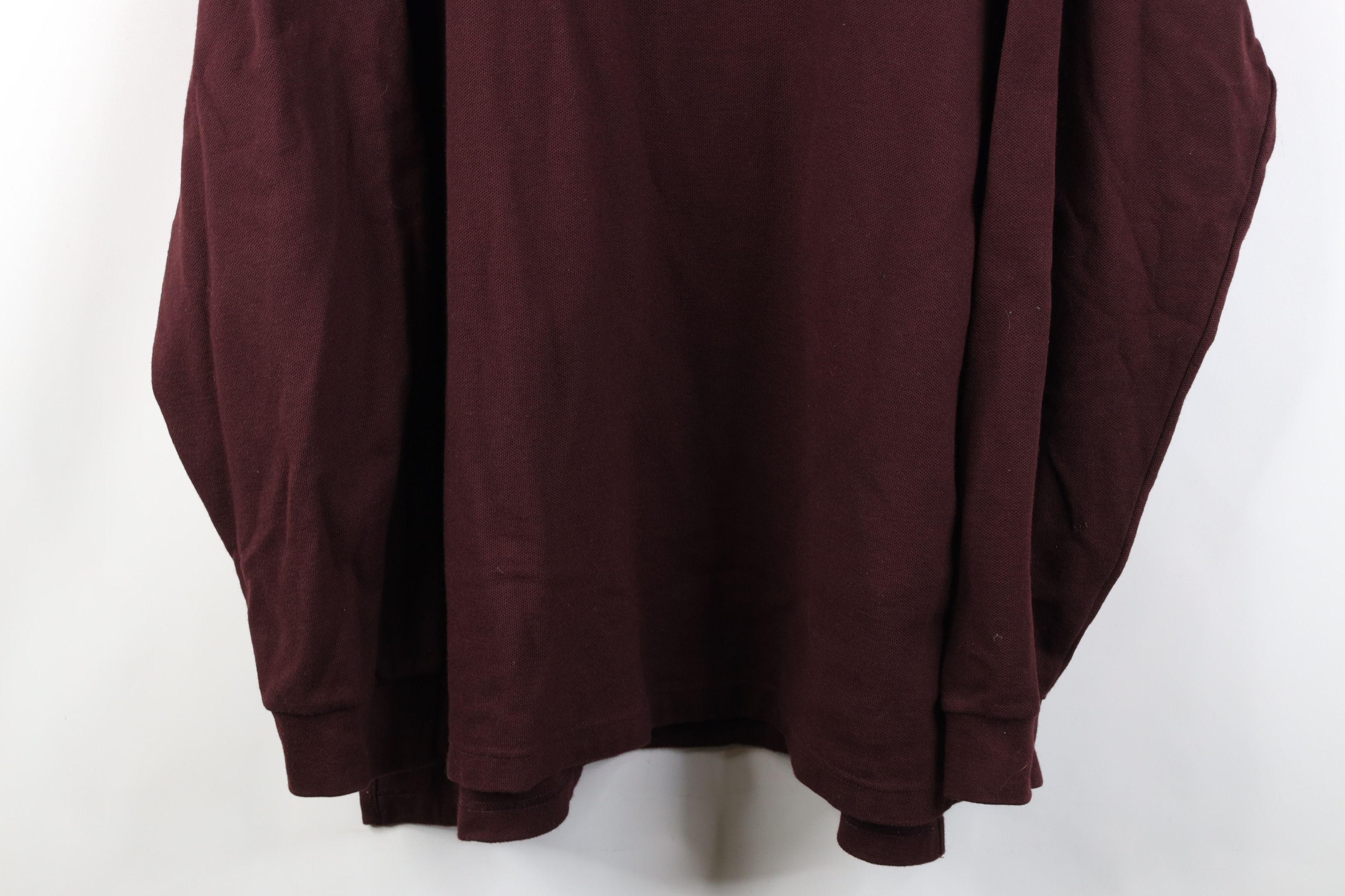 L.L. Bean Vintage 90s LL Bean Cotton Long Sleeve Rugby Polo Maroon USA Size US XL / EU 56 / 4 - 3 Thumbnail
