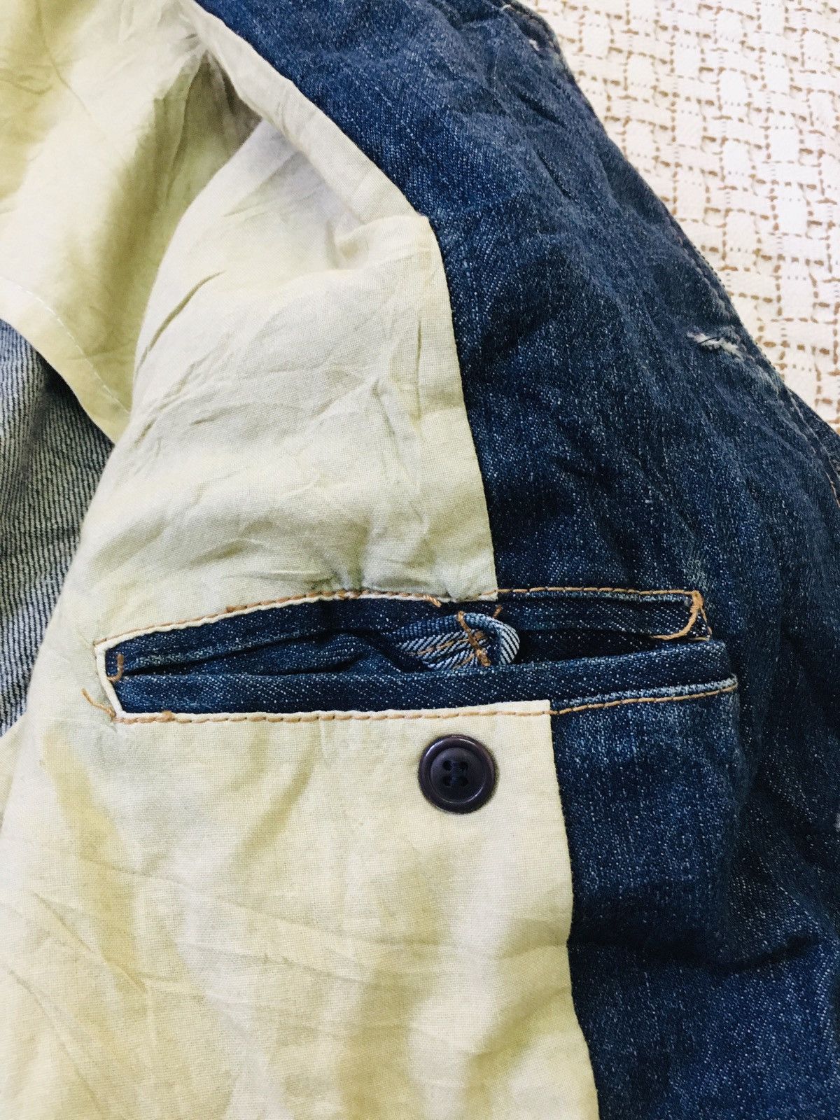 Japanese Brand Press Attache Spiral Zipper Denim Jacket (17) Size US L / EU 52-54 / 3 - 15 Thumbnail