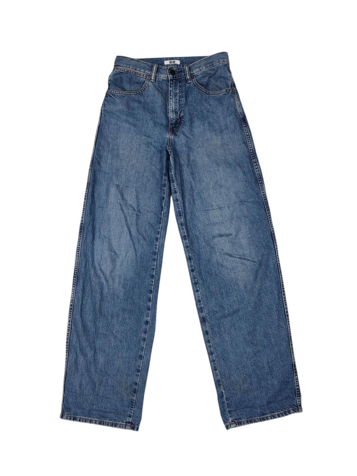 Japanese Brand × Uniqlo Uniqlo U Wide leg distressed Denim jacket Size 29" - 1 Thumbnail