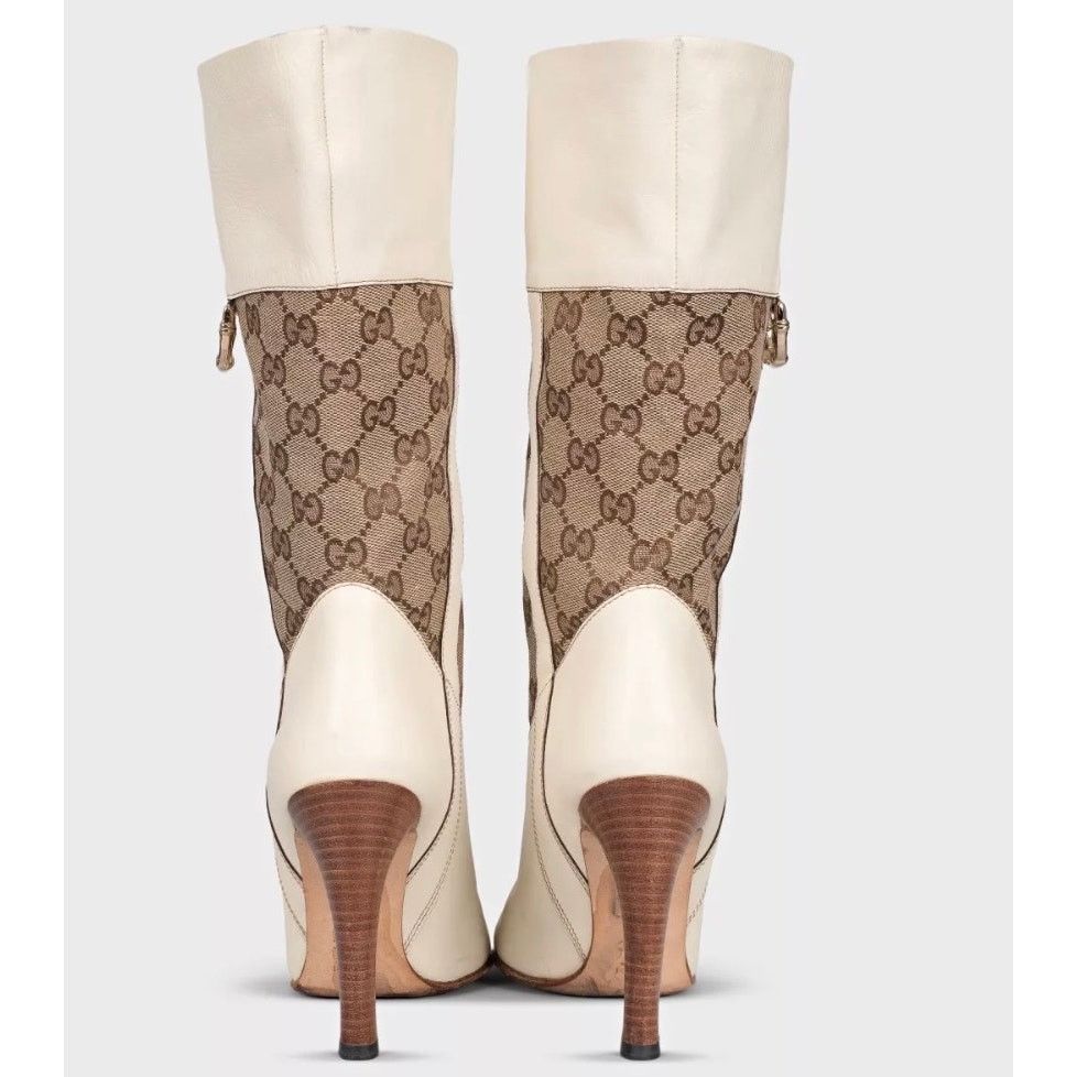 Gucci Gucci White Textile & Leather Ankle Boots - Size 37.5 Size US 7.5 / IT 37.5 - 4 Thumbnail