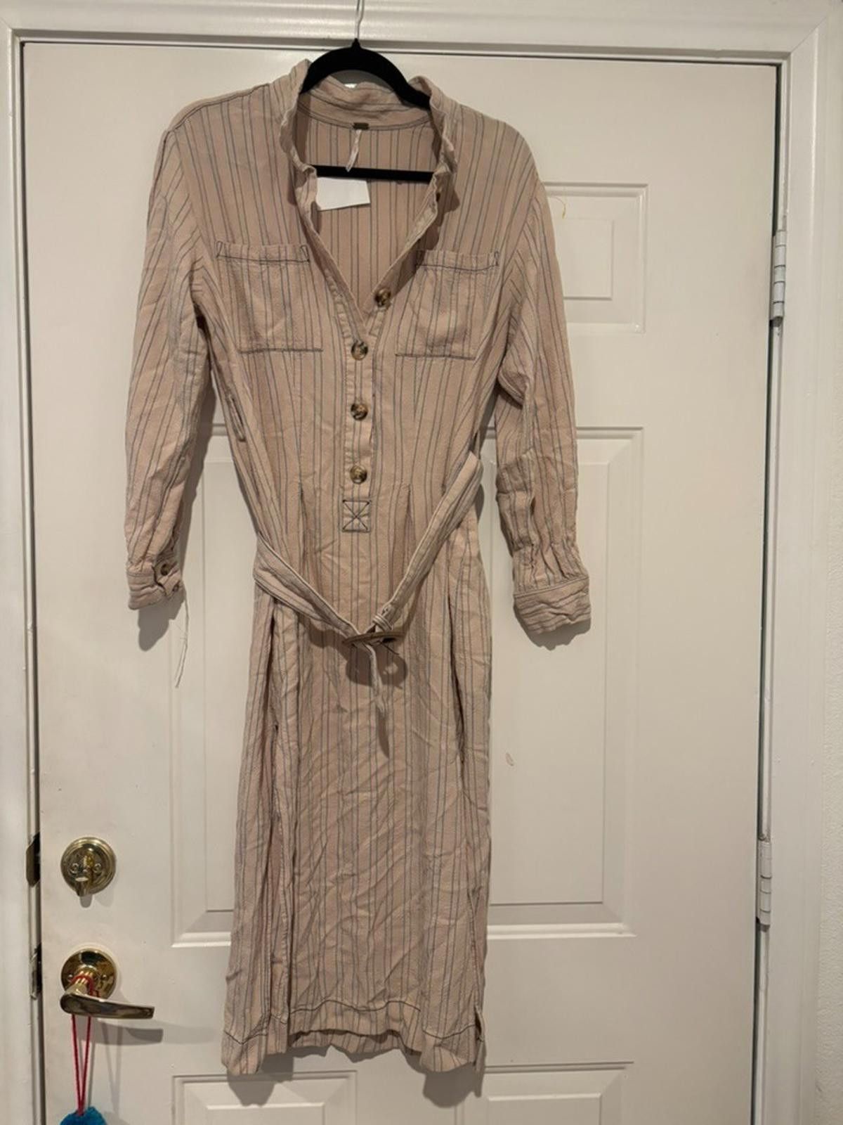 Free People Women's sz M Free People pink/beige grey striped dress #667 Size M / US 6-8 / IT 42-44 - 1 Thumbnail