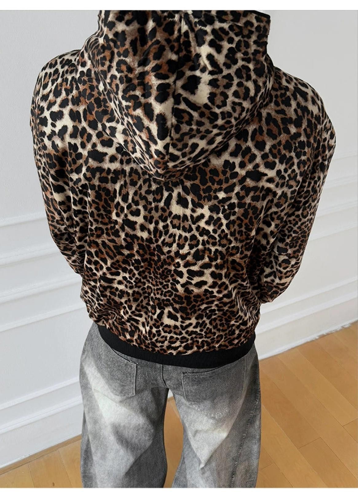 Other Leopard Print Lined Zip-Up Hoodie, Casual Sweatshirt Size US L / EU 52-54 / 3 - 1 Thumbnail