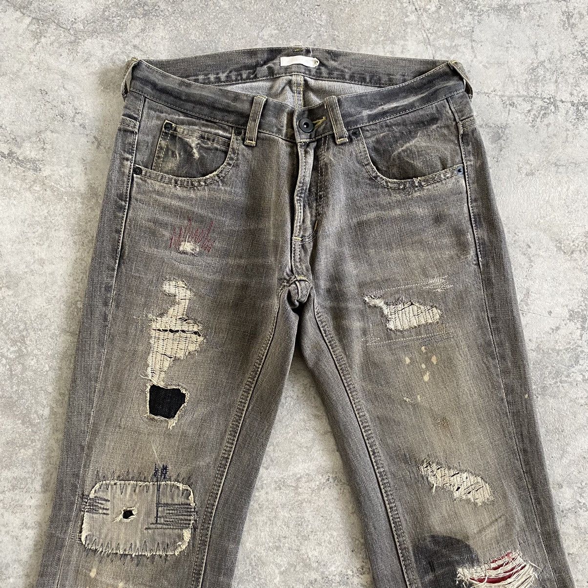 Japanese Brand Vintage Vibgyor Ash Grey Reworked Repaired Jeans Size US 28 / EU 44 - 3 Thumbnail