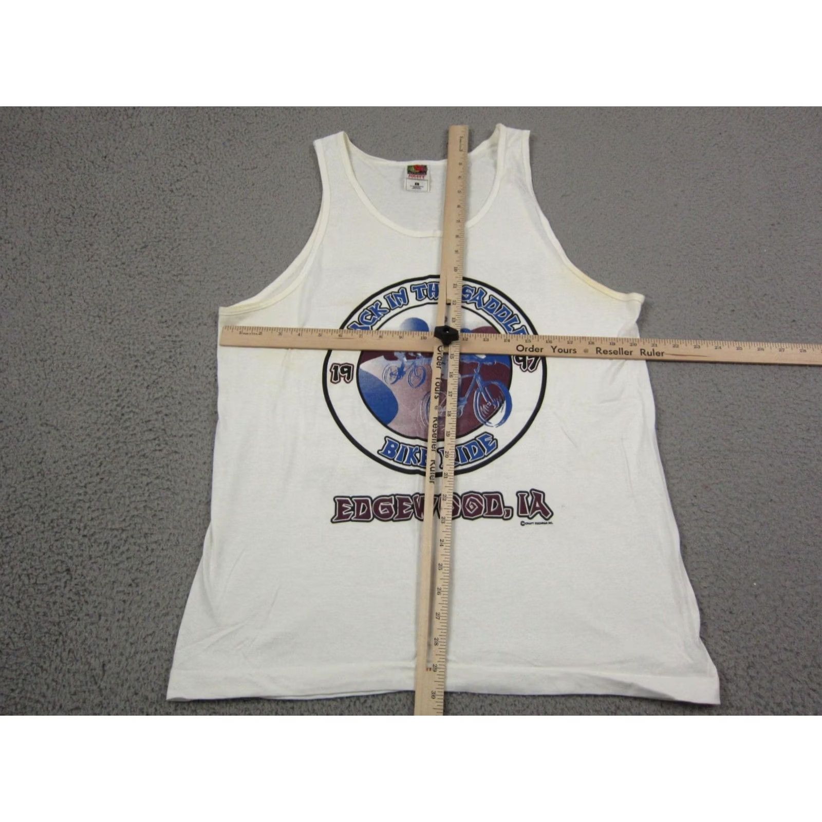 Fruit Of The Loom VINTAGE Fruit of the Loom Cycling Shirt Adult L White Tank Bike Ride 90s Logo Mens Size US L / EU 52-54 / 3 - 7 Thumbnail