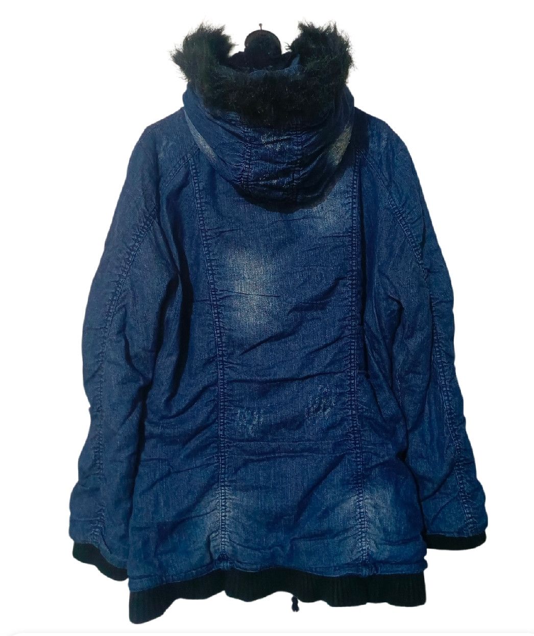 14th Addiction Dig Deep - Japan Fur Distressed Puffer Denim Jacket Size US XL / EU 56 / 4 - 2 Thumbnail