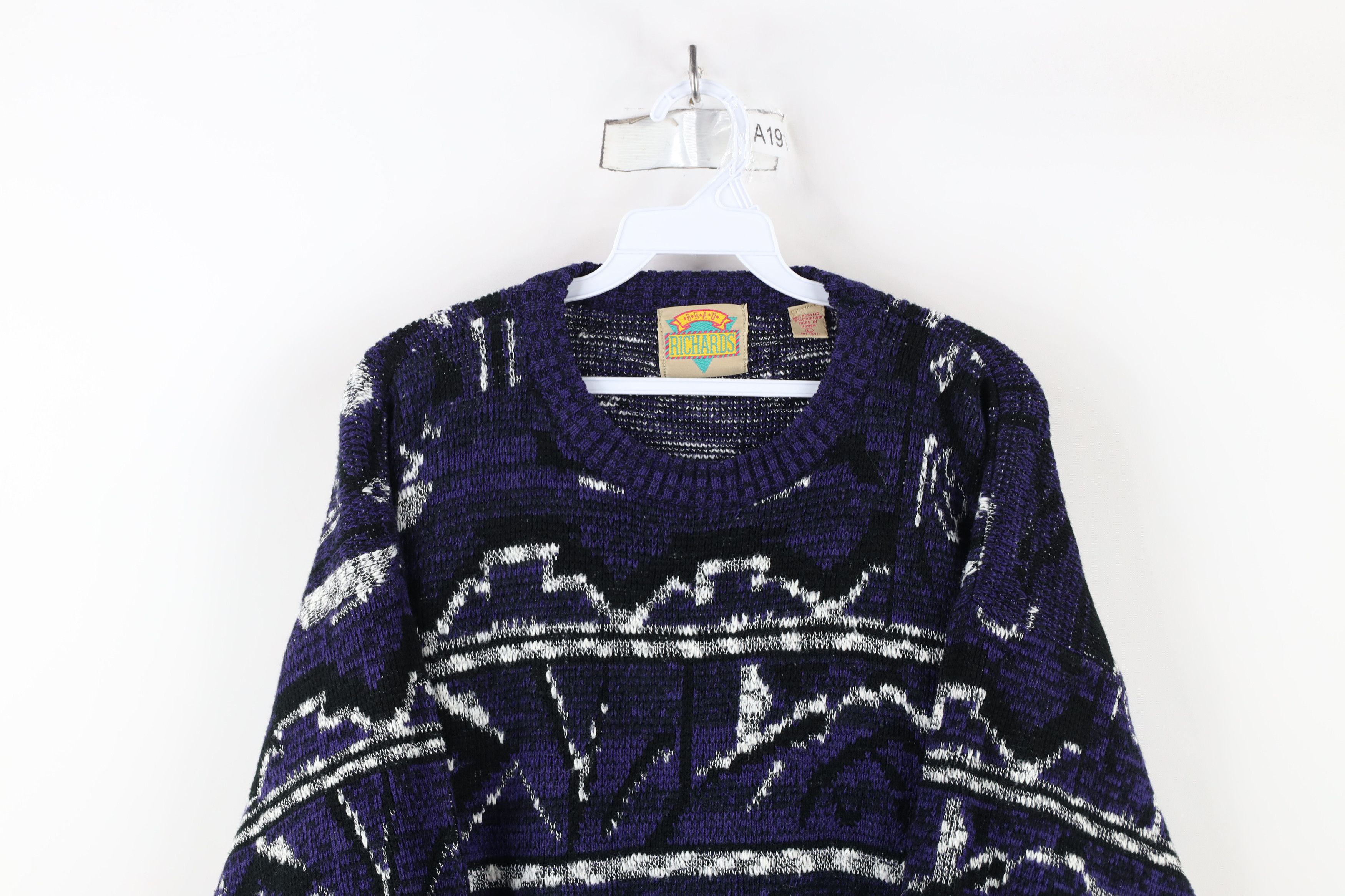 Vintage Vintage 90s Coogi Style Geometric Knit Crewneck Sweater Size L / US 10 / IT 46 - 2 Thumbnail