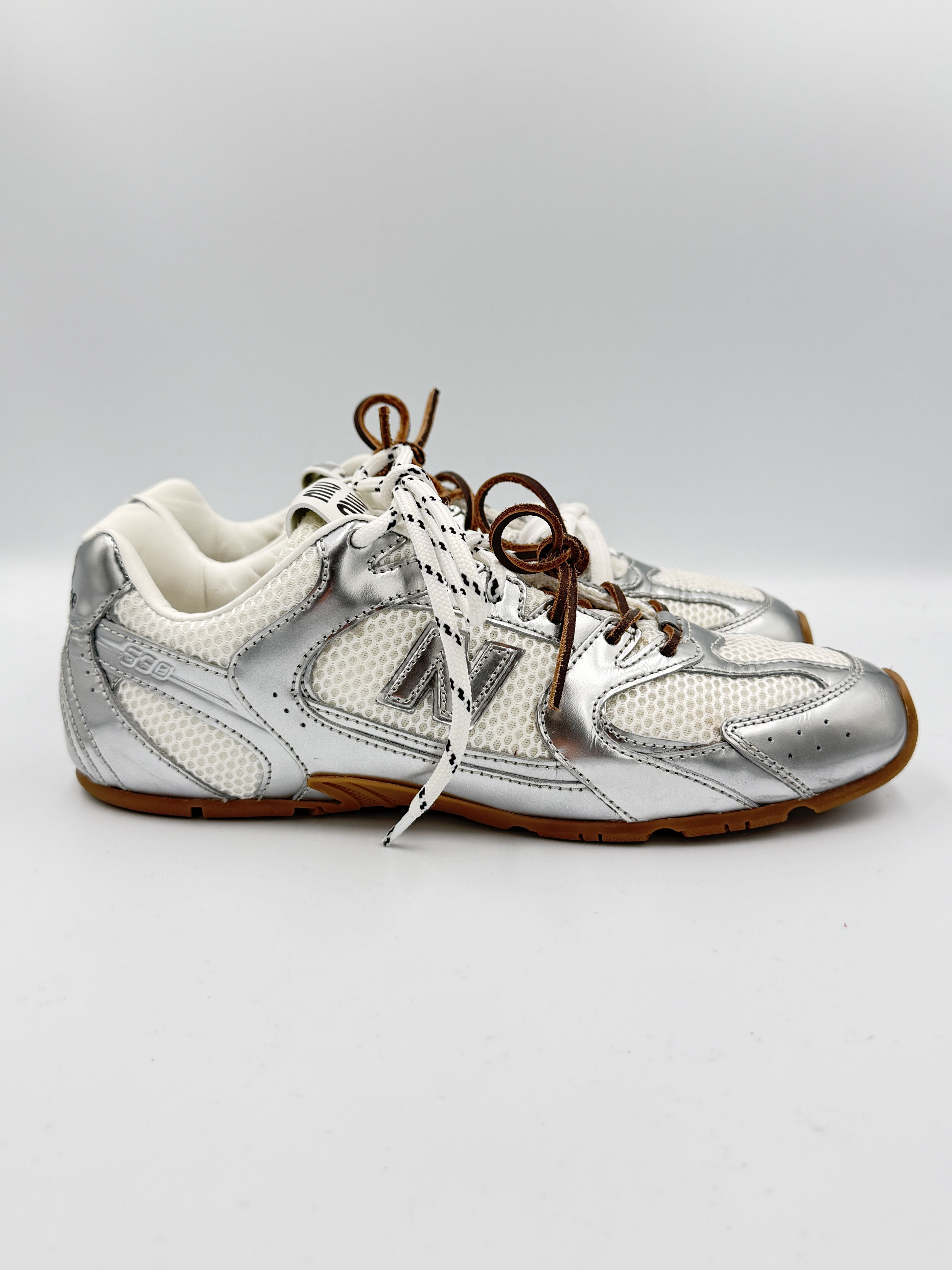 Miu Miu × New Balance Miu Miu New Balance 530 Metallic Silver Mesh Size US 8.5 / EU 41-42 - 2 Thumbnail