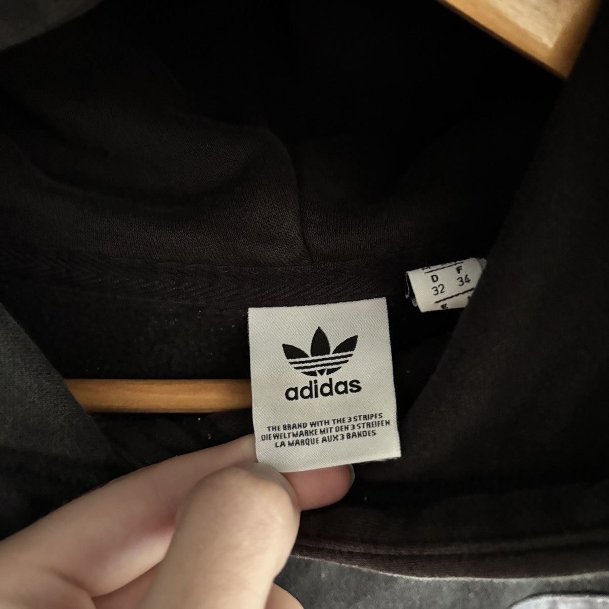 Vintage Adidas Trefoil Hoodie Asymmetrical Stripes –Boxy Fit