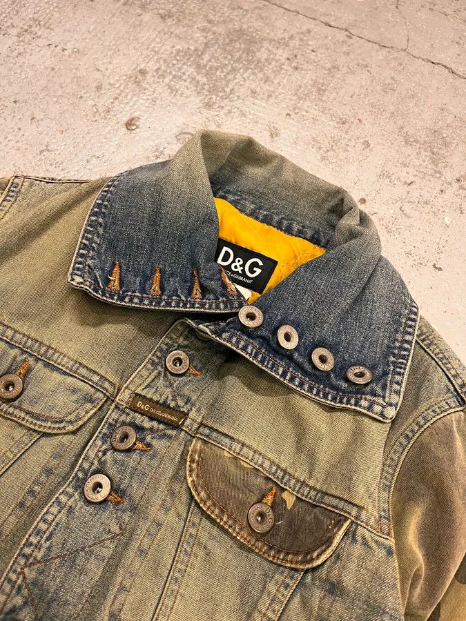 Dolce & Gabbana AW2003 Dolce & Gabbana Blue Faded Denim Camo Sleeves Jacket Size US S / EU 44-46 / 1 - 5 Thumbnail