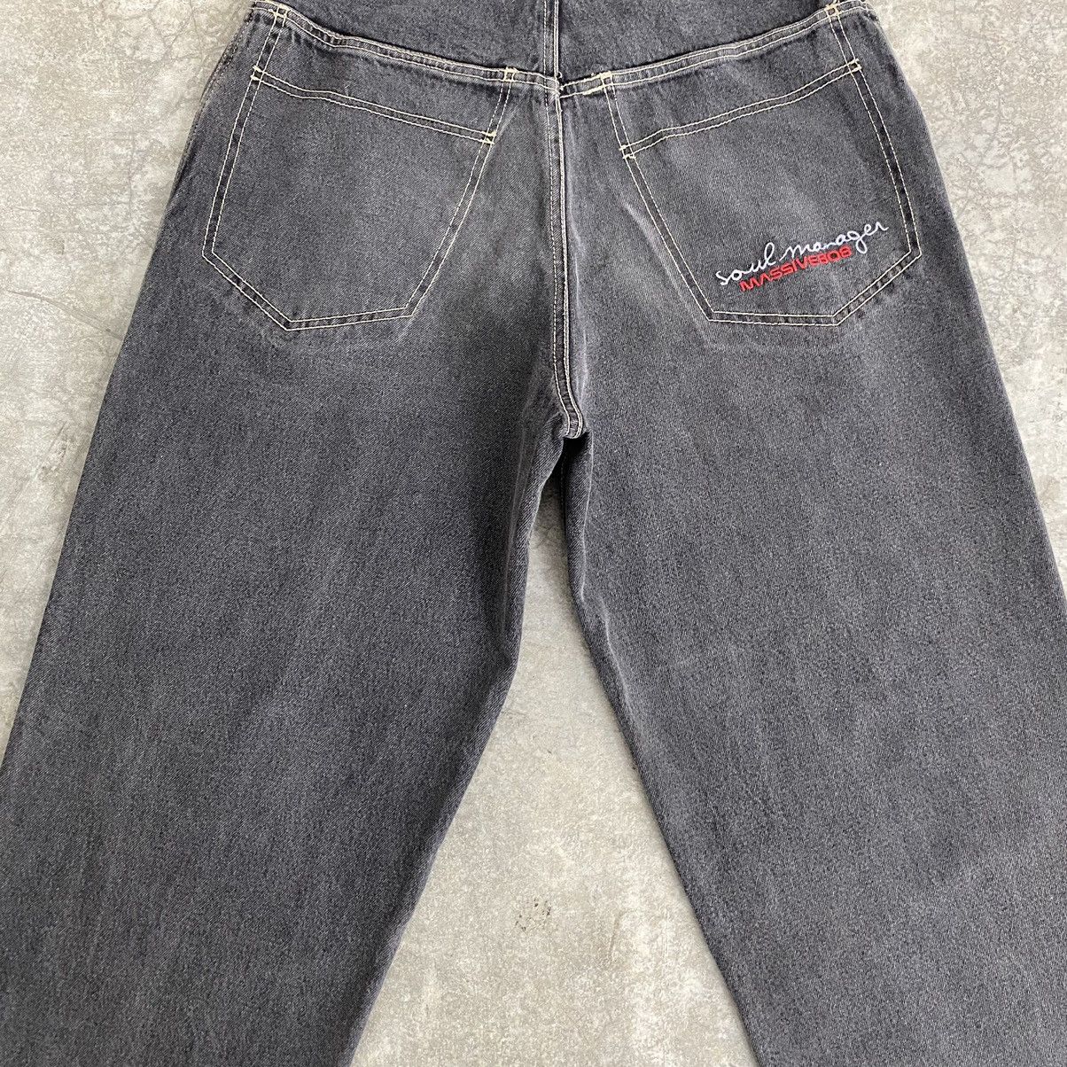 JNCO Vintage Freaky Massivebob Faded Grey Baggy Denim Jeans Size US 29 - 15 Thumbnail