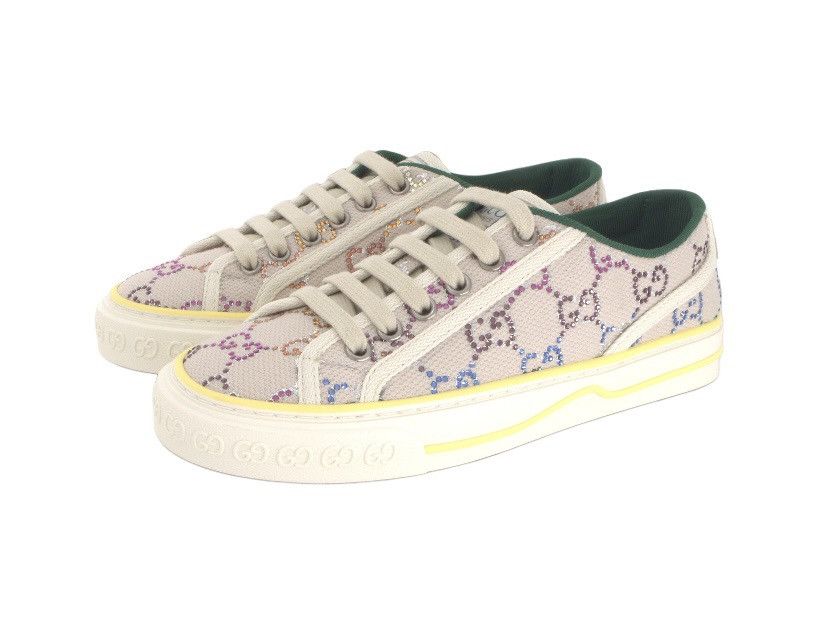 Gucci Gucci Tennis 1977 Stylish Skateboarding Shoes Silver White Size US 4.5 / IT 34.5 - 1 Thumbnail