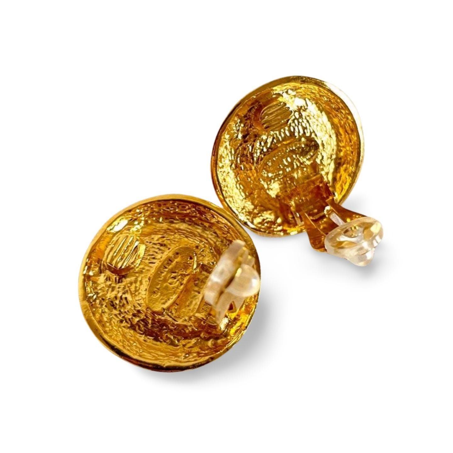 Chanel Vintage CHANEL golden round earrings with faux pearl Size ONE SIZE - 10 Thumbnail