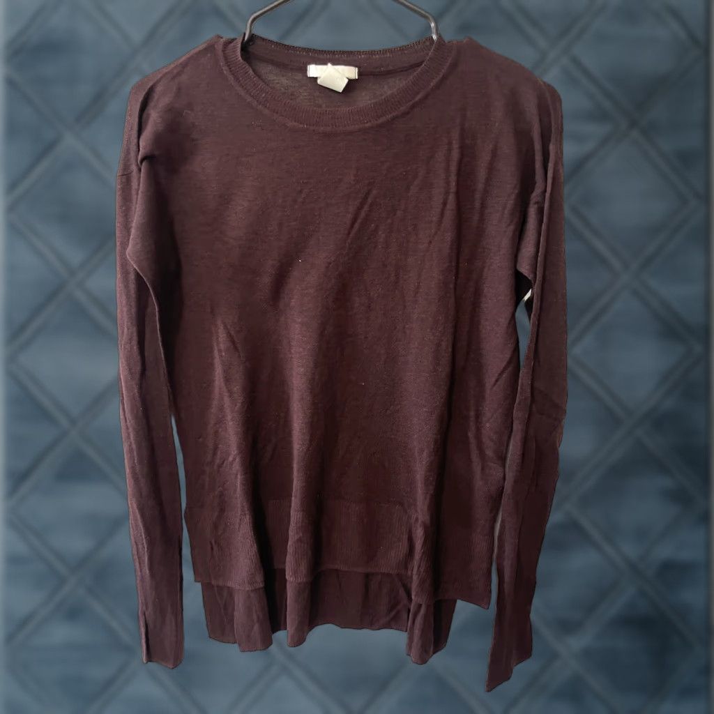 H&M H&M Basic Slim Fit Long Sleeve T-Shirt Women XS Burgundy Cotton Size XS / US 0-2 / IT 36-38 - 1 Thumbnail