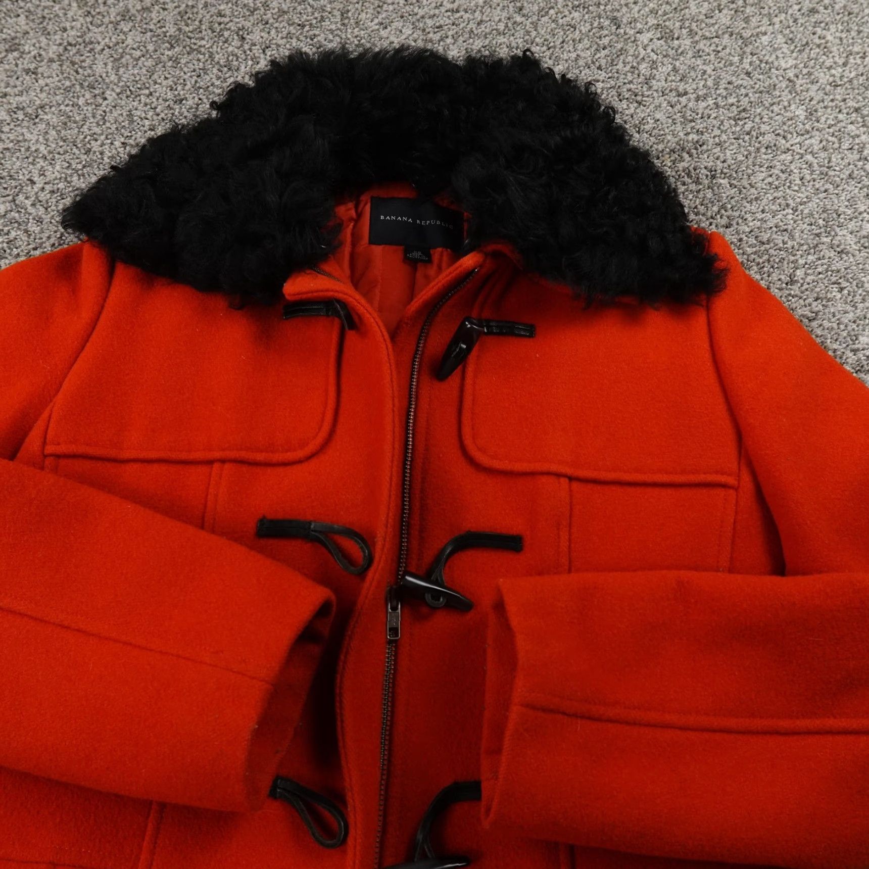 Banana Republic Banana Republic Coat Womens XS Orange Wool Fur Collar Toggle Zip Overcoat Insulated Lined Pockets Full Zip Casual Vintage No Size XS / US 0-2 / IT 36-38 - 3 Thumbnail