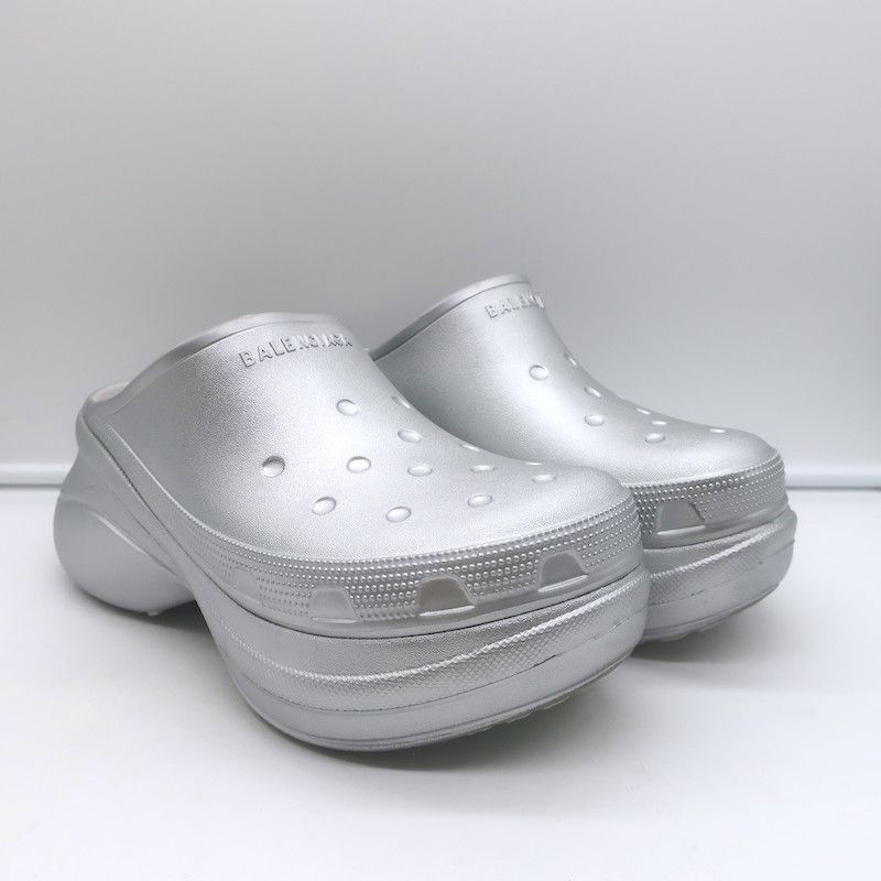 Balenciaga × Crocs Balenciaga x Crocs Platform Mules Silver Size 41 Size US 11 / IT 41 - 1 Thumbnail