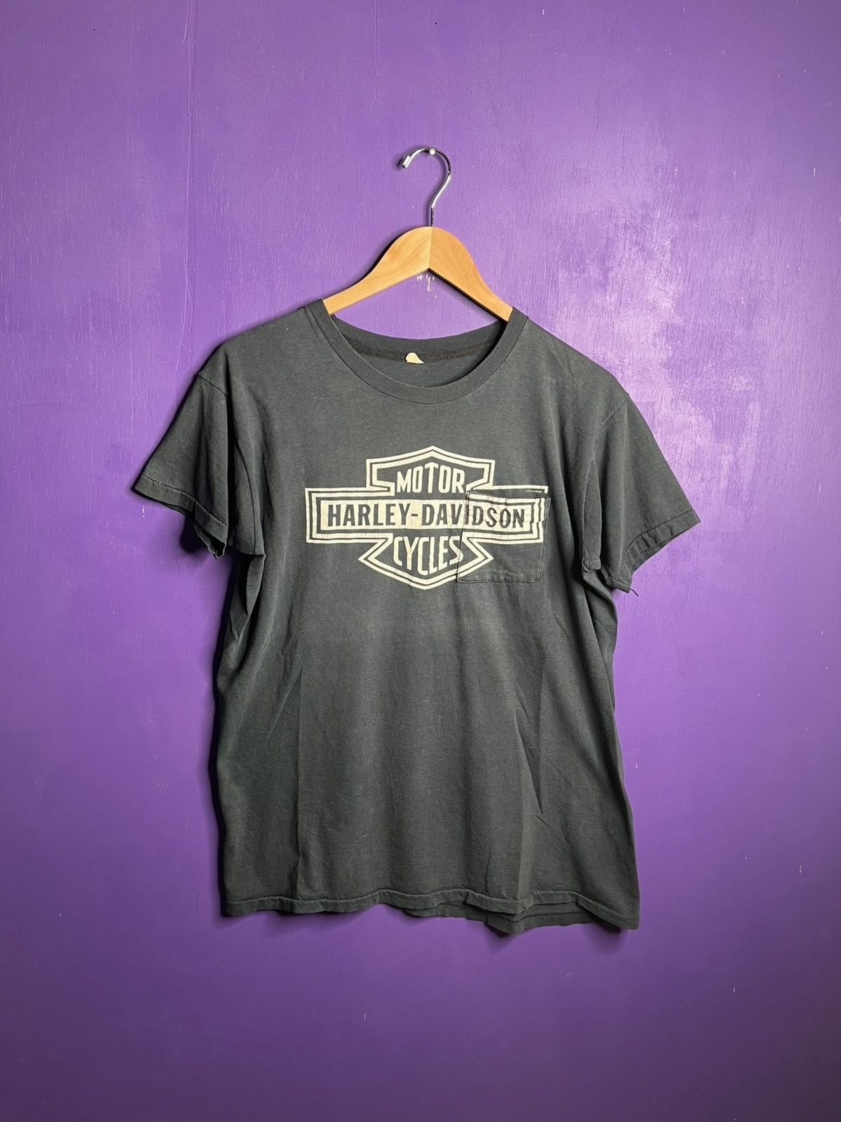 Harley Davidson × Vintage Vintage 70s Harley Davidson hog haus pocket tee Size US L / EU 52-54 / 3 - 1 Thumbnail