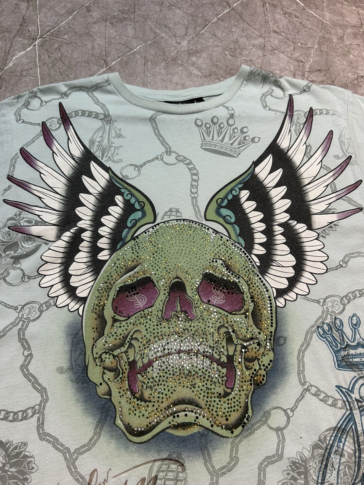 Christian Audigier × Ed Hardy × Vintage Christian Audigier T Shirt Skull Logo Ed Hardy Tee Size US XL / EU 56 / 4 - 3 Thumbnail