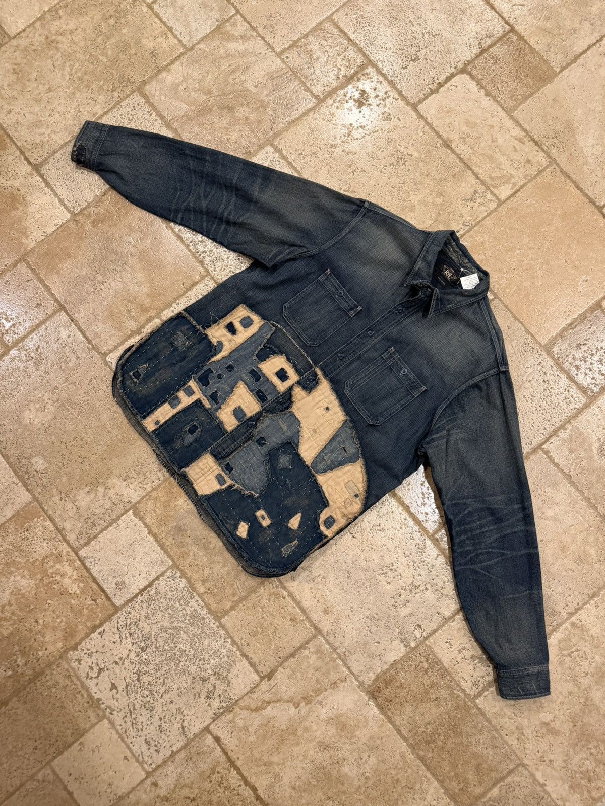 RRL Ralph Lauren RRL Ralph Lauren Limited Edition Boro Patchwork Denim Shirt Size US XL / EU 56 / 4 - 3 Thumbnail