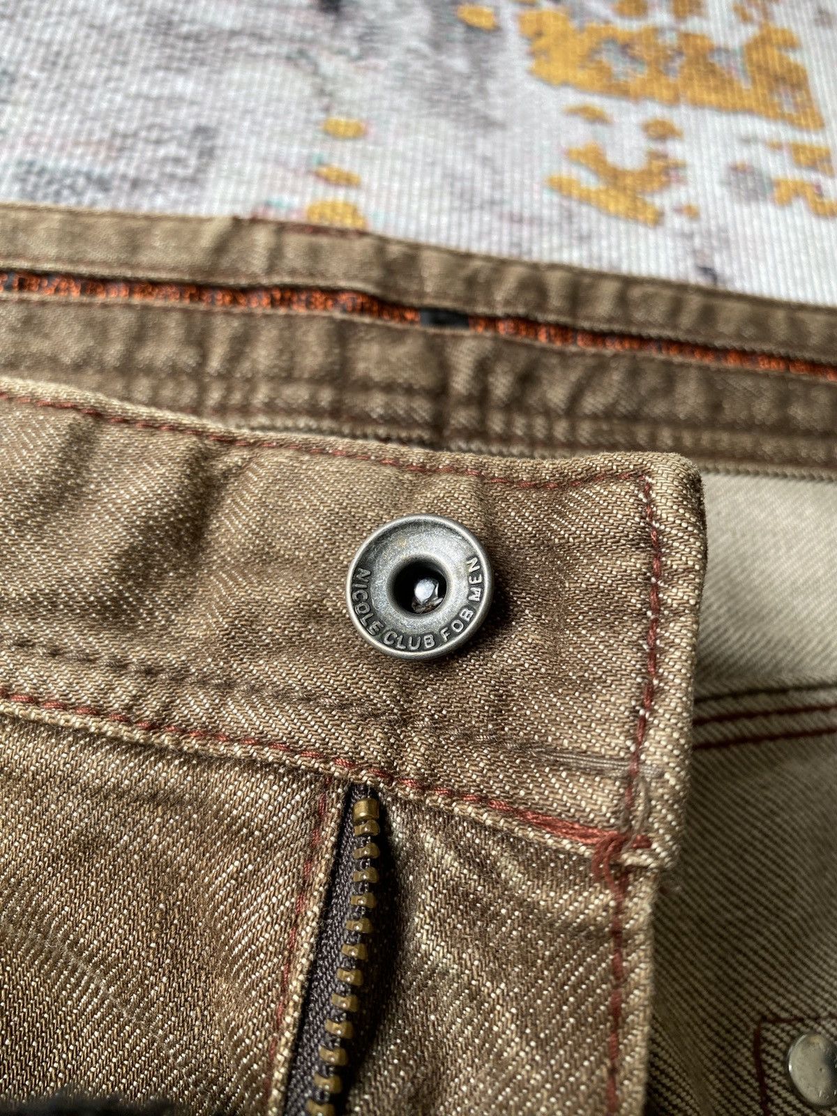Japanese Brand Nicole Club For Men NCFM Faded Brown Design Denim Size US 32 / EU 48 - 15 Thumbnail