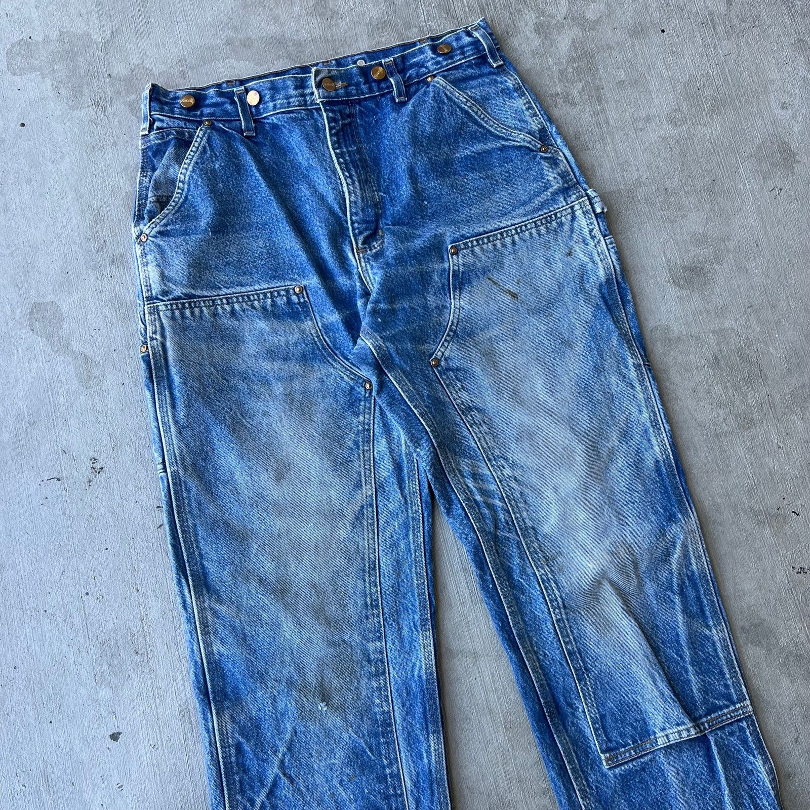 Carhartt × Vintage Carhartt faded blue denim double knee work carpenter pants Size US 32 / EU 48 - 2 Thumbnail