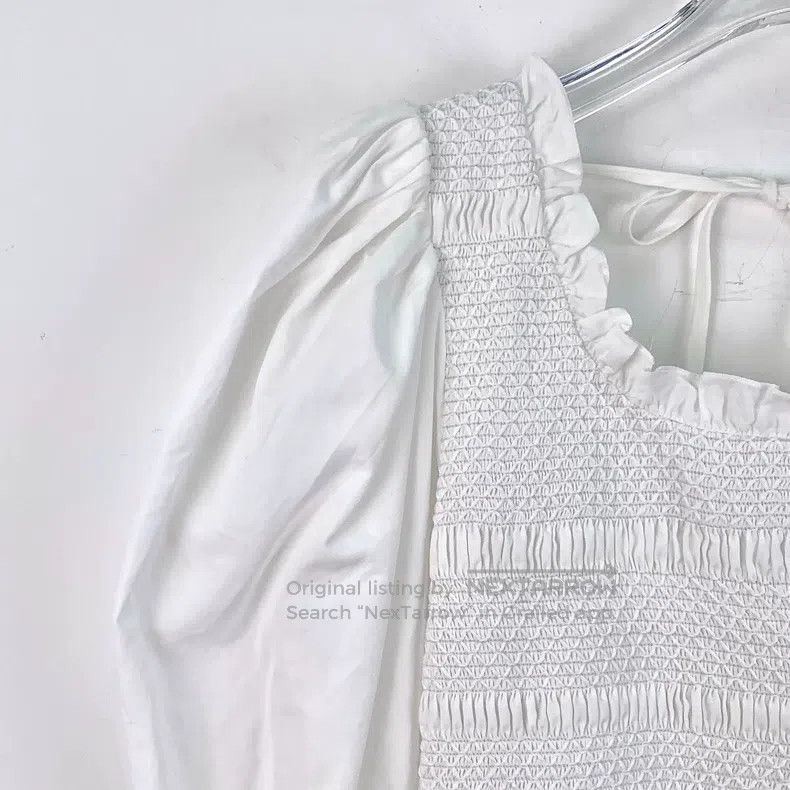 Miu Miu Miu Miu 38 White back openwork lace-up cotton round neck bu Size S / US 4 / IT 40 - 3 Thumbnail