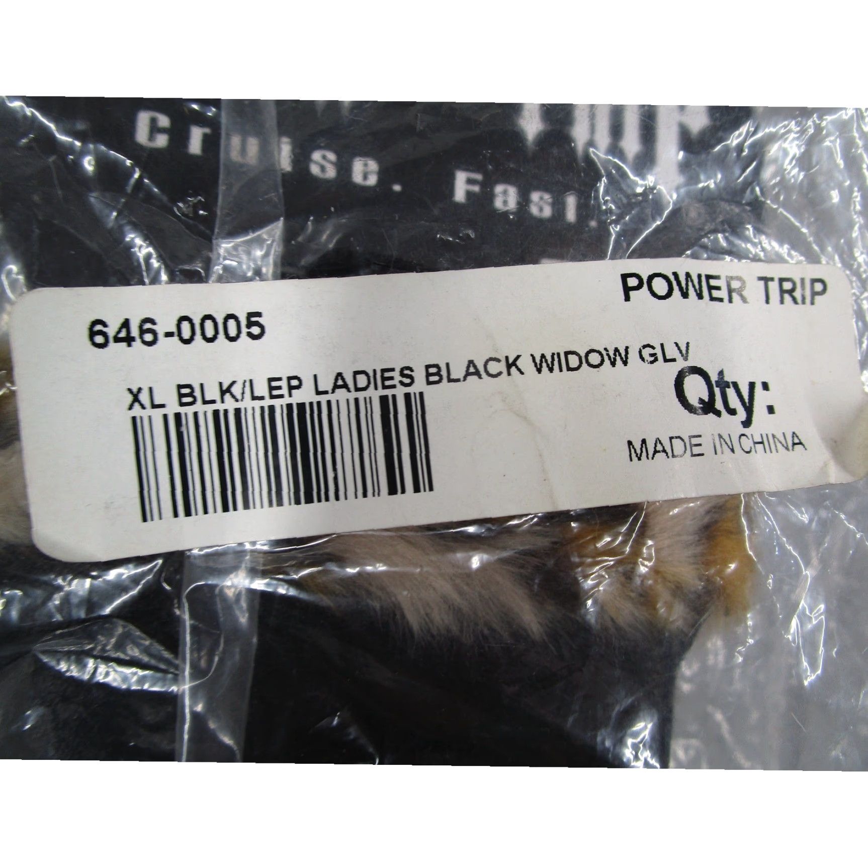 Vintage Power Trip Black Widow Leather Motorcycle Gloves Leopard Faux Fur Trim 646-0005 Size ONE SIZE - 2 Thumbnail