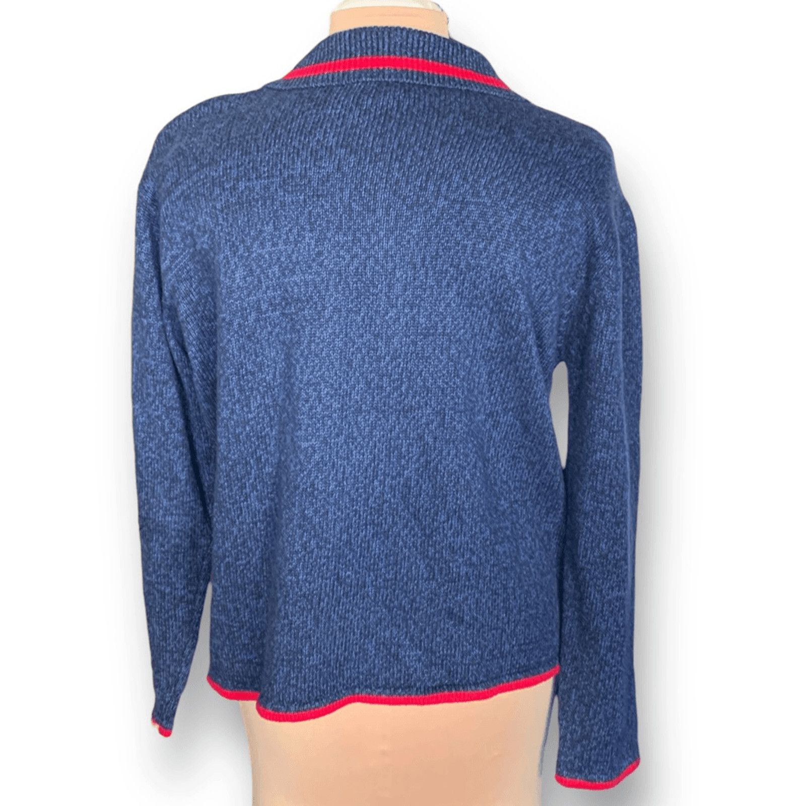 Vintage Vintage Y2K Patriotic Zip Cardigan Sweater Large Blue Red Size L / US 10 / IT 46 - 3 Thumbnail
