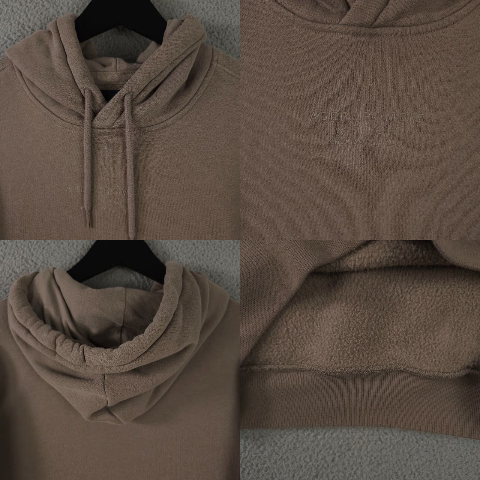 Abercrombie & Fitch Abercrombie & Fitch Hoodie Mens S Beige Essential Popover Logo NYC Sweatshirt Cute Logo Embroidered Cotton Polyester Fleece Mock Neck Pullover Size US S / EU 44-46 / 1 - 8 Thumbnail
