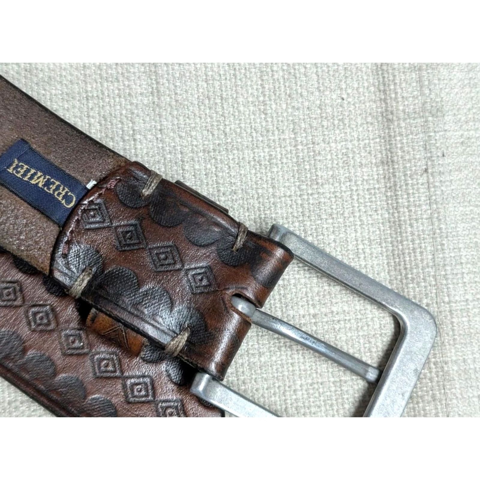 Cremieux VINTAGE tooled leather belt WESTERN brown 40 full grain cowhide belt Mens Size 40 - 6 Thumbnail